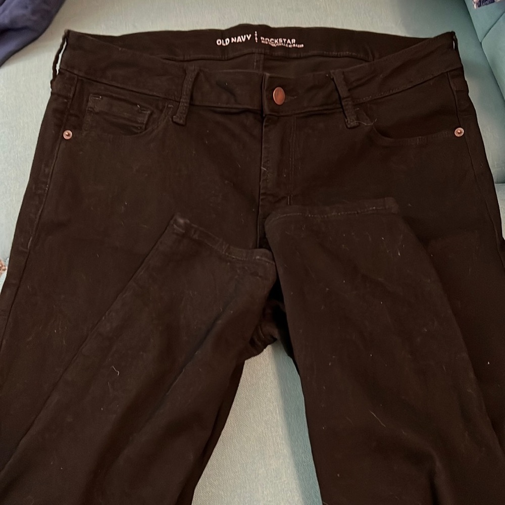 OLD NAVY ROCKSTAR BLAVK JEANS sz 14 short like new